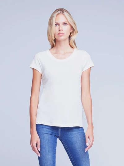 L Agence Cory High-low Tee In Vintage White