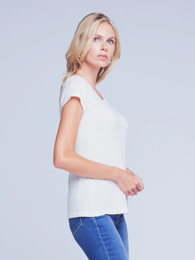 Shop L Agence Cory Cotton Scoopneck Tee In Vintage White