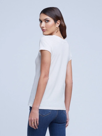 Shop L Agence Cory Cotton Scoopneck Tee In White