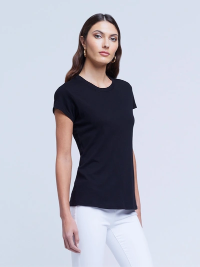 L Agence Ressi Crew Neck T-shirt In Black