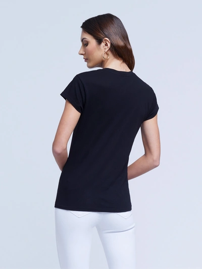 Shop L Agence Cory Cotton Scoopneck Tee In Black
