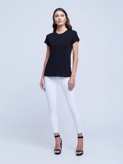 Shop L Agence Cory Cotton Scoopneck Tee In Black