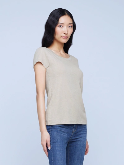 Shop L Agence Cory Cotton Scoopneck Tee In Biscuit