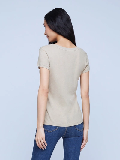 Shop L Agence Cory Cotton Scoopneck Tee In Biscuit