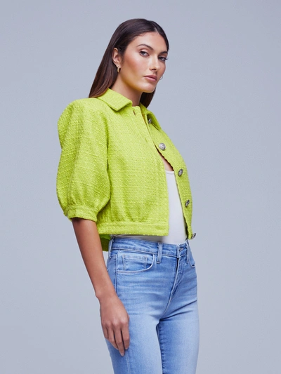 Shop L Agence Cove Tweed Jacket In Lime