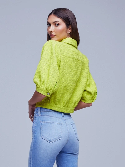 Shop L Agence Cove Tweed Jacket In Lime