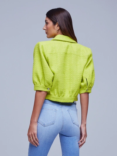 Shop L Agence Cove Tweed Jacket In Lime