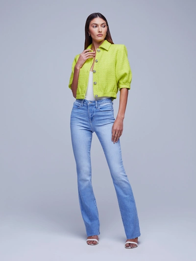 L Agence Cove Crop Short Sleeve Jacket Lime 00 In Lime