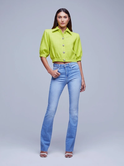 L Agence Cove Crop Short Sleeve Jacket Lime 00 In Lime
