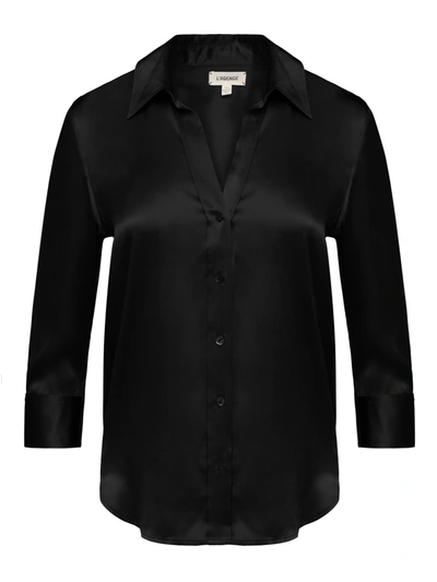 Shop L Agence Dani Silk Blouse In Black