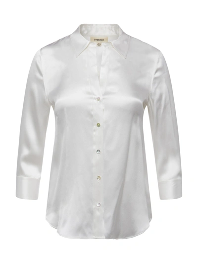 L'agence Dani Silk Charmeuse Blouse In White