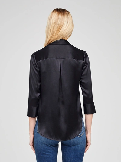 L Agence Aoki Three-quarter Sleeve Silk Blouse In Black