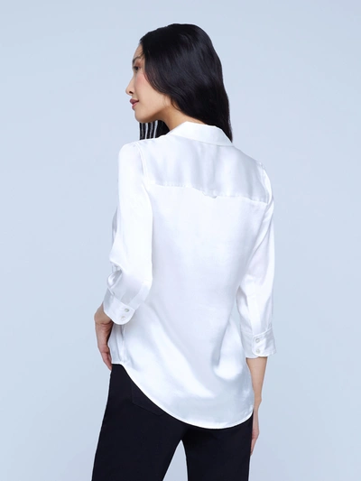 L'agence Dani Silk Charmeuse Blouse In White