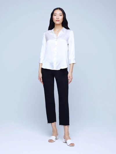 L'agence Dani Silk Charmeuse Blouse In White