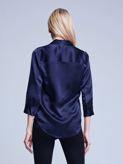 Shop L Agence Dani Silk Blouse In Midnight