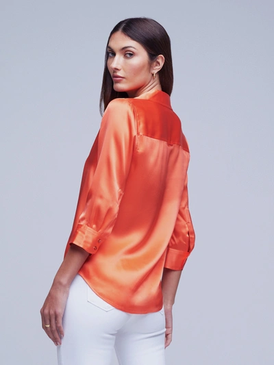 L Agence Women's Dani Three-quarter Sleeve Silk Blouse In Bright Orange