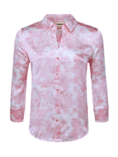 Shop L Agence Dani Blouse In Rose Tan Multi Tropical Toile