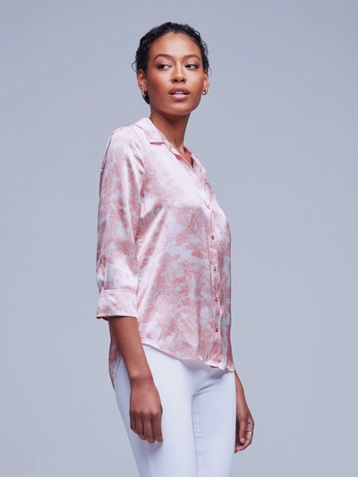 L Agence Dani Button-front Silk Blouse In Rose Tan Multi Tropical Toile