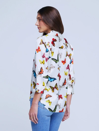 Shop L Agence Dani Blouse In White Multi Butterflies
