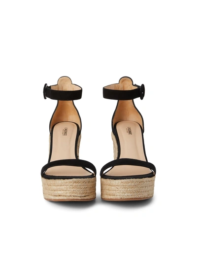 Shop L Agence Elysee Platform Sandal In Black Suede