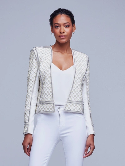 Shop L Agence Esme Crystal Jacket In White/silver