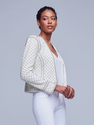 Shop L Agence Esme Crystal Jacket In White/silver