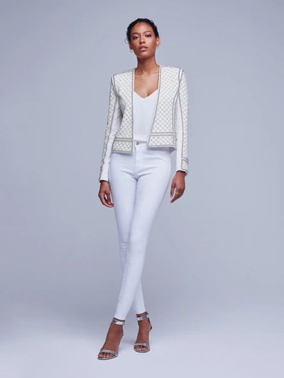 Shop L Agence Esme Crystal Jacket In White/silver