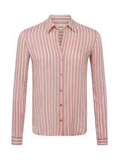 Shop L Agence Holly Blouse In Rose Tan/ivory Stripe