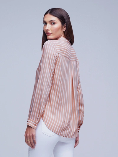 L Agence Holly Striped Button-front Blouse In Rose Tan/ivory Stripe