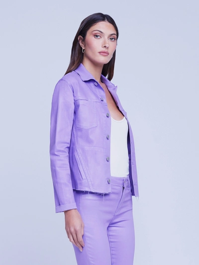L Agence Janelle Slim Coated Denim Jacket In Orchid Coated