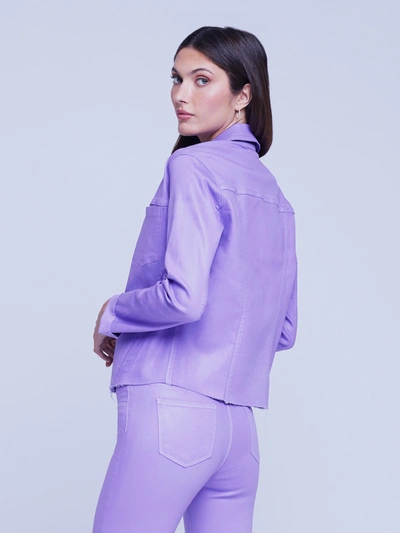 L Agence Janelle Slim Coated Denim Jacket In Orchid Coated