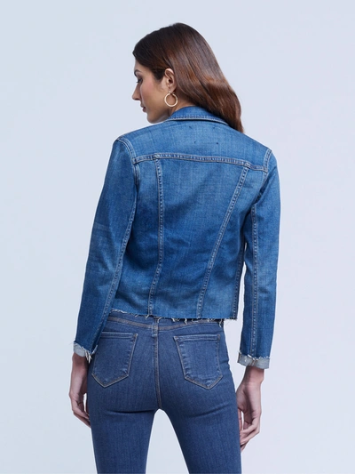 L Agence Janelle Slim-fit Raw-hem Denim Jacket In Authentique