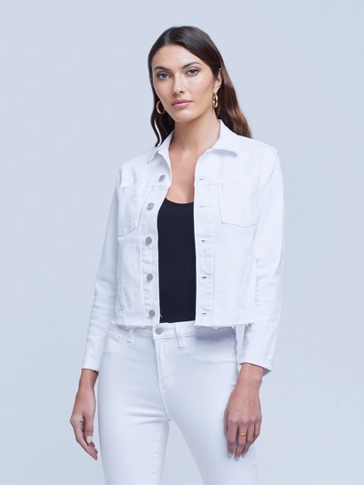Shop L Agence Janelle Denim Jacket In Blanc