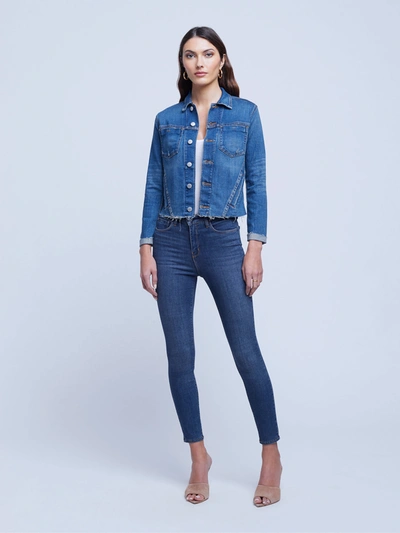 L Agence Janelle Slim-fit Raw-hem Denim Jacket In Authentique