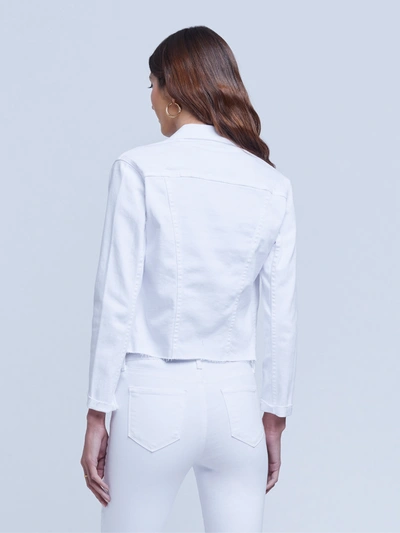 Shop L Agence Janelle Denim Jacket In Blanc