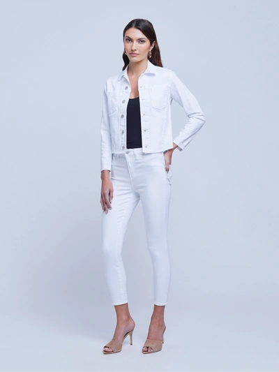 Shop L Agence Janelle Denim Jacket In Blanc