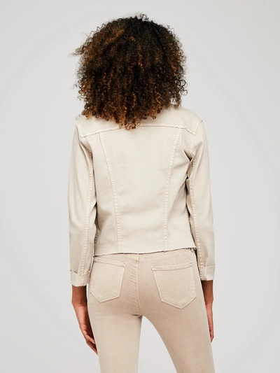 L'agence Janelle Cropped Frayed Stretch-denim Jacket In Biscuit