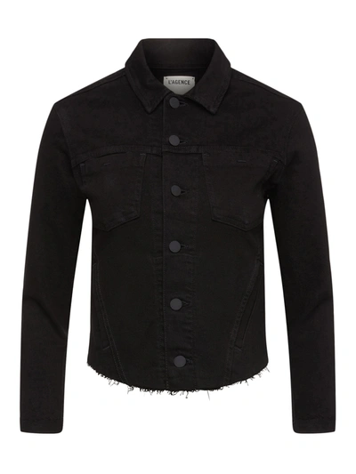 Shop L Agence Janelle Denim Jacket In Saturated Black