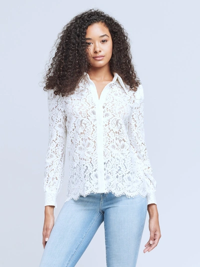Shop L Agence Jenica Lace Blouse In Ivory