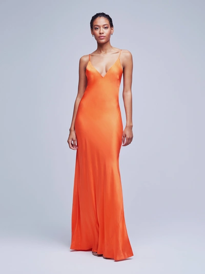 L Agence Women's Jet Satin Gown In Bright Orange
