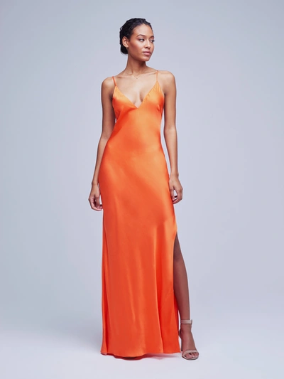 L Agence Women's Jet Satin Gown In Bright Orange