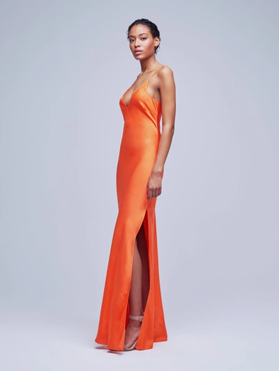 L Agence Women's Jet Satin Gown In Bright Orange