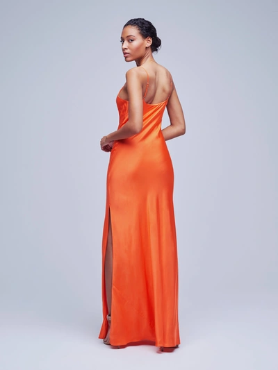 L Agence Women's Jet Satin Gown In Bright Orange