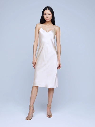 Shop L Agence Jodie Silk Slip Dress In Champagne