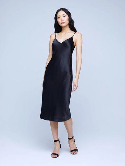 Shop L Agence Jodie Silk Slip Dress In Black
