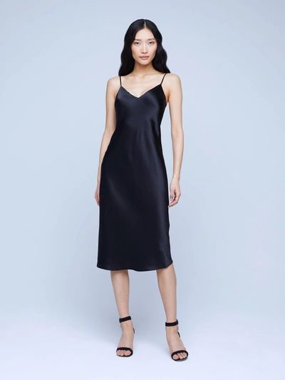 Shop L Agence Jodie Silk Slip Dress In Black