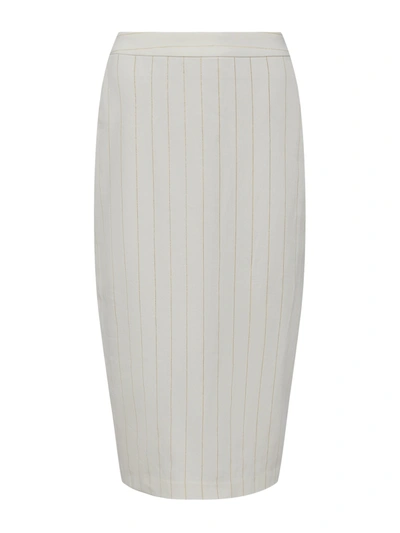 L Agence Julie Tailored Pencil Skirt In Ecru/gold