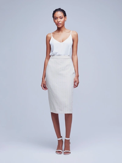 L Agence Julie Tailored Pencil Skirt In Ecru/gold