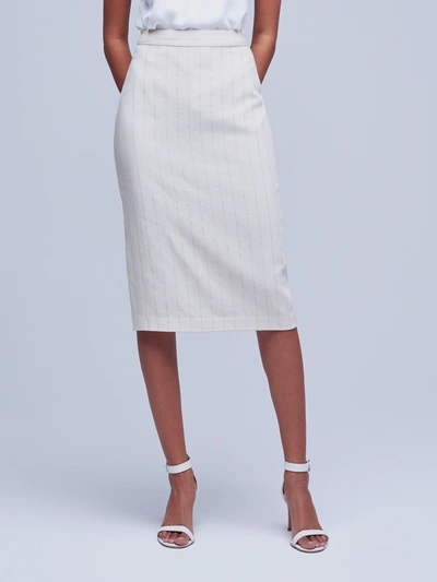 L Agence Julie Tailored Pencil Skirt In Ecru/gold