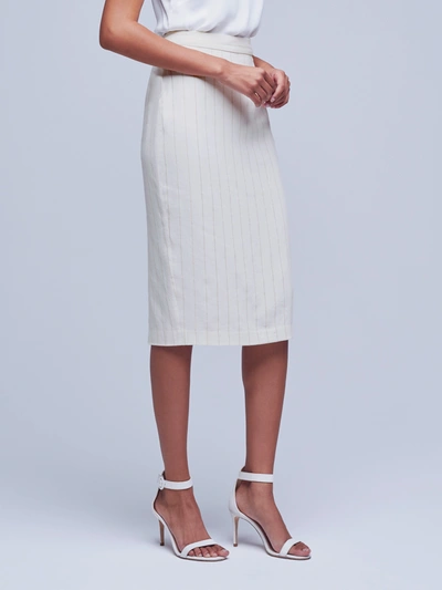 L Agence Julie Tailored Pencil Skirt In Ecru/gold